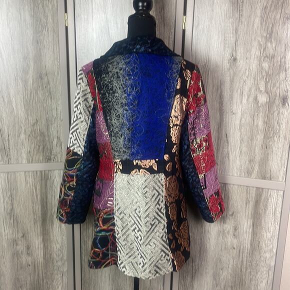 Vintage Sasha Fabiani bohemian mixed media brocade patchwork long jacket S - Picture 9 of 16